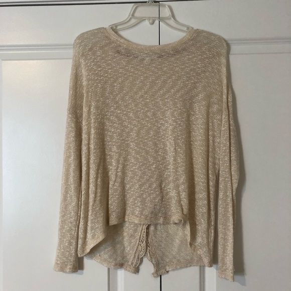 Buckle Tops - Light Tan Open Back Sweater